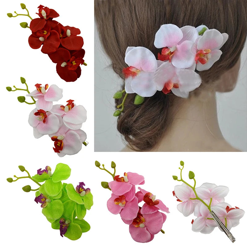 1PC Fashion Flowers Hair Clips Women Bohemia Bridal Orchid Hairpins Wedding Accessories Girls Barrette Beach Hair Accessories
