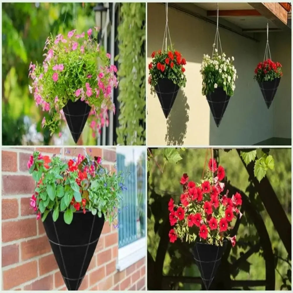 3pcs Durable Breathable Cone Shaped Liners Black Reusable Planter Basket Liners Eco-Friendly Felt Gardening Mats Enhanced Growth