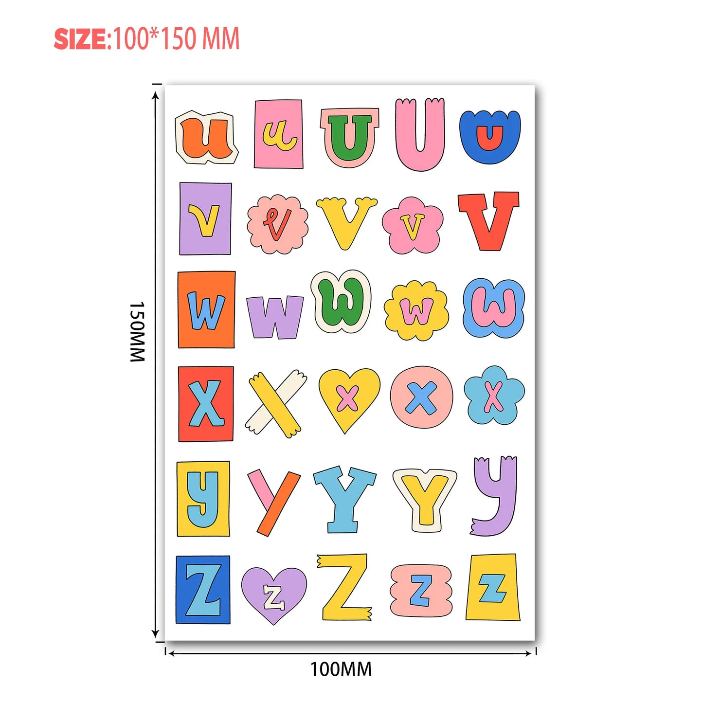 8 Sheets Alphabet Symbols Label Sticker,Color Letter Diary Collage Material Stickers Decorative Sticker