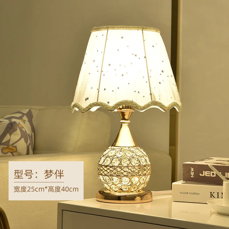 European-Style Crystal Table Lamp Ins Simple Modern Bedroom Warm Romantic Fashion Creative Decorative Bedside Lamp