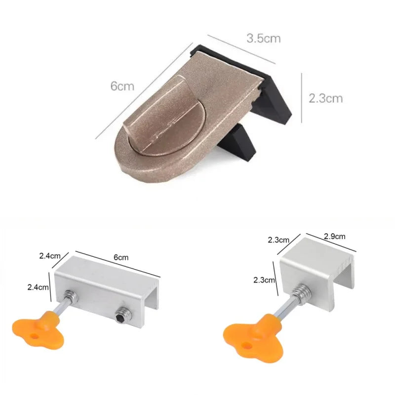 4 Pcs Window Safety Lock Aluminum Alloy Sliding Lock Sliding Door Anti-theft Lock Adjustable Buckle Window Stopper Lock for Home