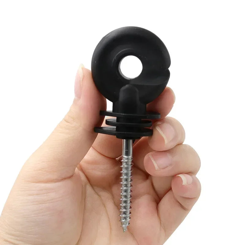 50PCS/100PCS Electric Fence Ring Insulator Wood Post Fencing Screw Timber Tape Wire Insulators Safe Garden Buildings Accessor