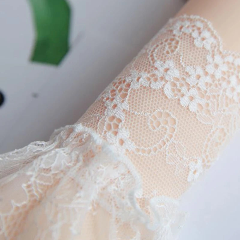 Women Fake Arm Sleeves with Short Tassels White and Black Pleated Cuff Beautiful Lace Accessories Outdoor Embellishments
