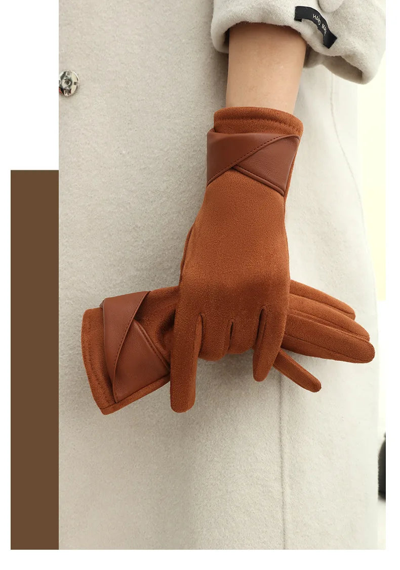 Women Winter Keep Warm Touch Screen Gloves Lady Fashion Elegant Retro Cycling Drive Protection From Cold Thicken