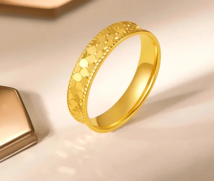 real gold 999 wedding jewelry fine gold wedding rings for couples 24k pure gold finger ring for lovers