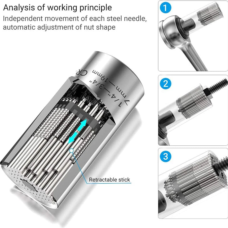 Universal Socket Set (11-32 mm 7-19 mm) Super Socket for unscrewing any bolts Multi-purpose Universal Socket Tool Kit