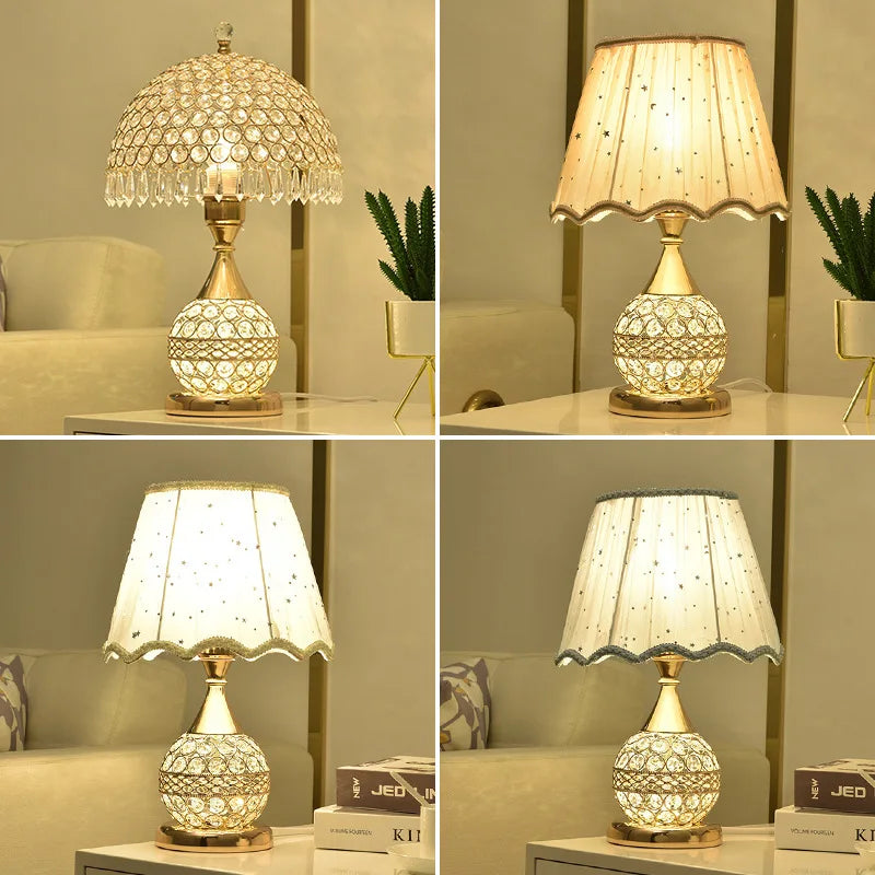 European-Style Crystal Table Lamp Ins Simple Modern Bedroom Warm Romantic Fashion Creative Decorative Bedside Lamp