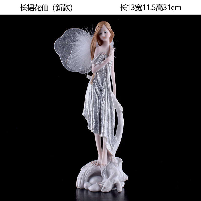 Fairy Beauty Angel Ornaments Resin Doll Cute Girl Wedding Gift Decorative Home Accessories Things For Room Decoration