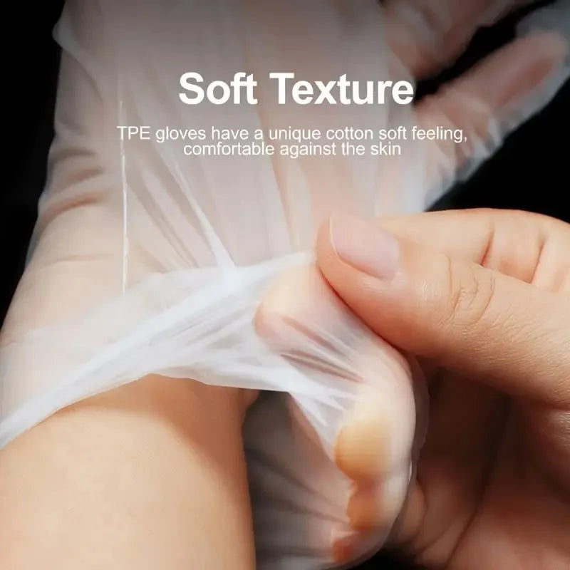 100PCS Disposable TPE Gloves Kitchen Bathroom Restaurant Camping Travel Waterproof Oil-Proof Household Cleaning Tools (Free Shipping)