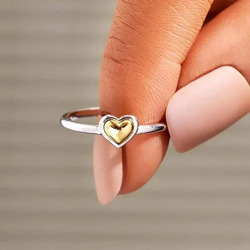Vibrant Gold-Filled Silver Heart Ring