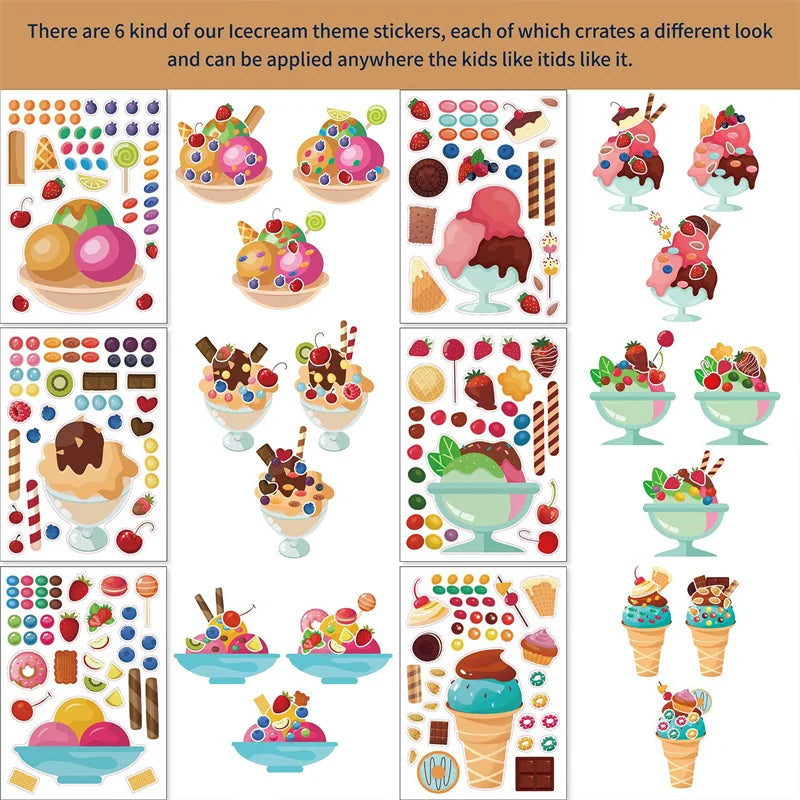 Make A Cupcake Sticker Sheets for Kids Sweet Create Your Own Cupcake DIY Puzzle Stickers Children Birthday Gifts Party Decals M