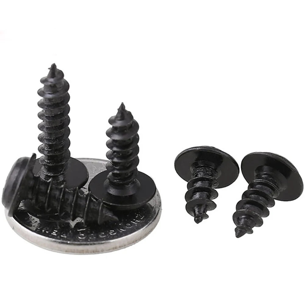 100pcs Phillips Black Self-tapping Screw Pan Head PWA Cross Round Head With Washer Cushion M1.4 M1.7 M2 M2.3 M2.6 M3 M3.5 M4