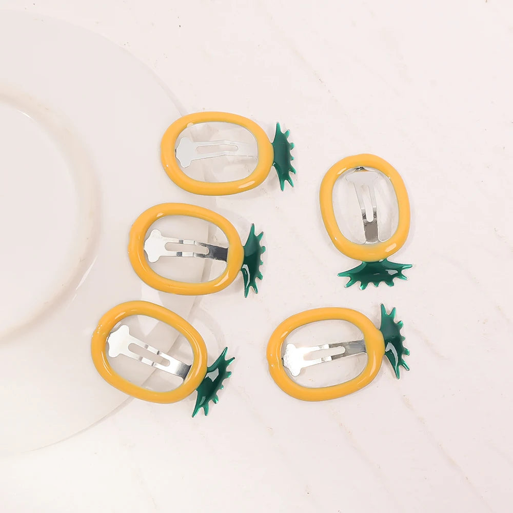 5PCS Kids Fashion Sweet Fruits BB Hairpin Hair Clips Fot Girls Korean Cute Strawberry Bb Hair Pins New Headwear Hair Accessories