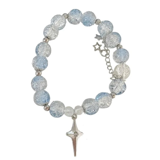 31BB Fashionable Beaded Elastic Rope Bracelet Crystals Bracelet Charm Bracelet Wrist Jewelry Present for Friend and Family