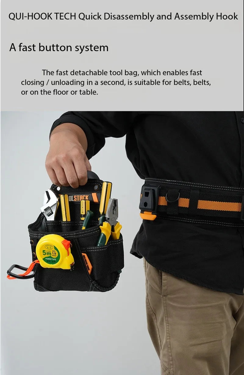 TOOLSTACK Mini Utility Toolkit Quality Hardwear Carpenter Work Tools Bag Quick-Hook Service Kit Hammer & Screwdriver Waist Pouch