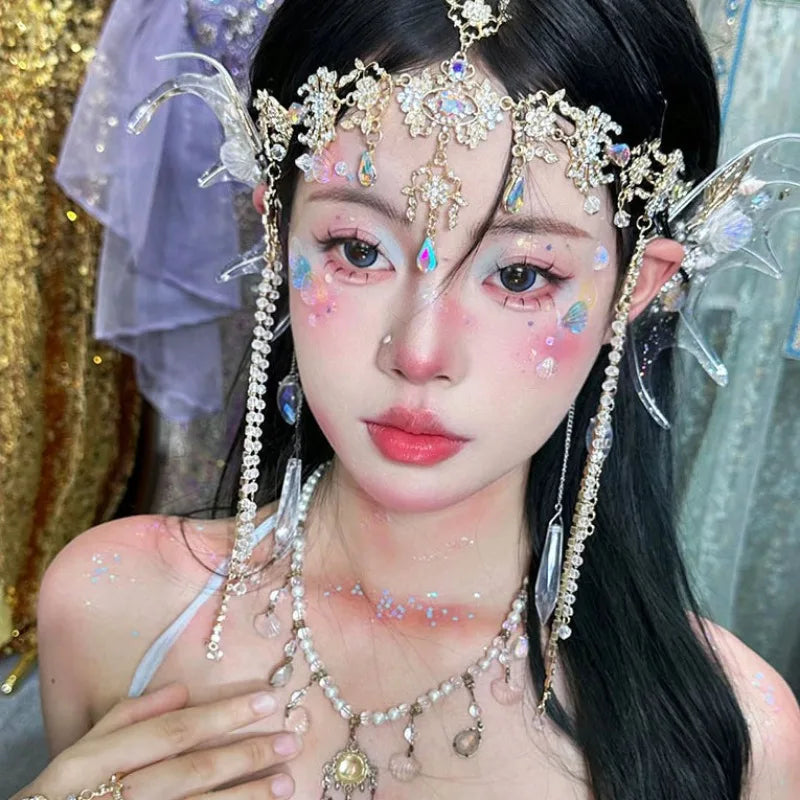 Super Fairy Headpiece Mermaid Exotic Butterfly Handmade Jewelry Hair Accessories for Women Tiara