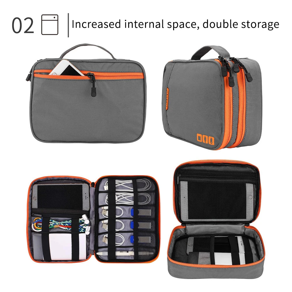 Portable Electronic Accessories Travel case,Cable Organizer Bag Gadget Carry Bag for iPad,Cables,Power,USB Flash Drive, Charger