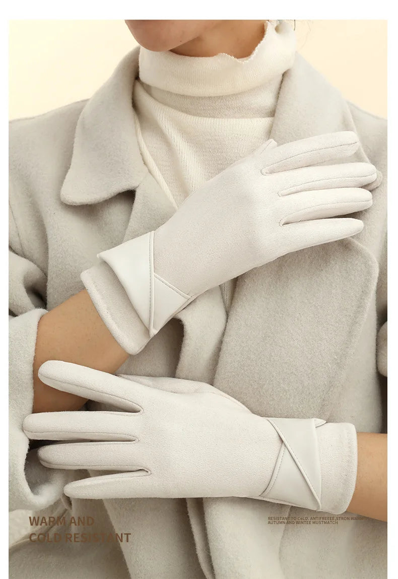 Women Winter Keep Warm Touch Screen Gloves Lady Fashion Elegant Retro Cycling Drive Protection From Cold Thicken
