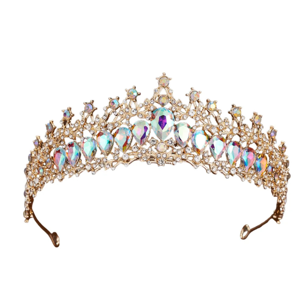 Trendy Shiny Baroque Queen Tiaras Elegant Luxury Alloy Princess Crown Dazzling Adjustable Bridal Headwear Photography Props