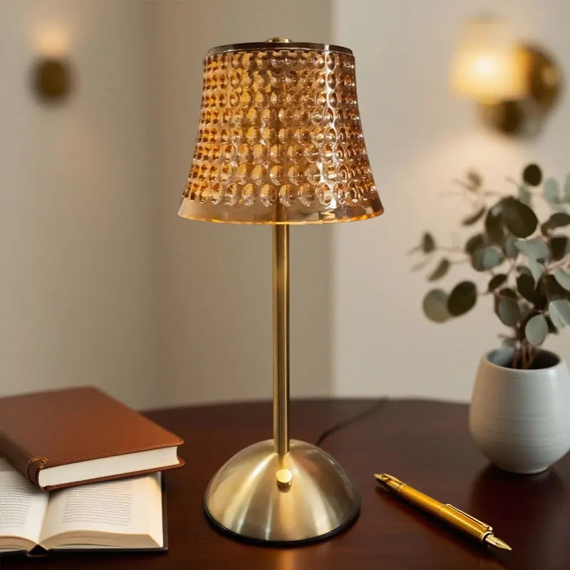 Luxury Decorative Table Lamps Retro Crystal Table Lamp Rechargeable Touch Bedside Lamp Bedroom Bedside Night Lamp Dining Room