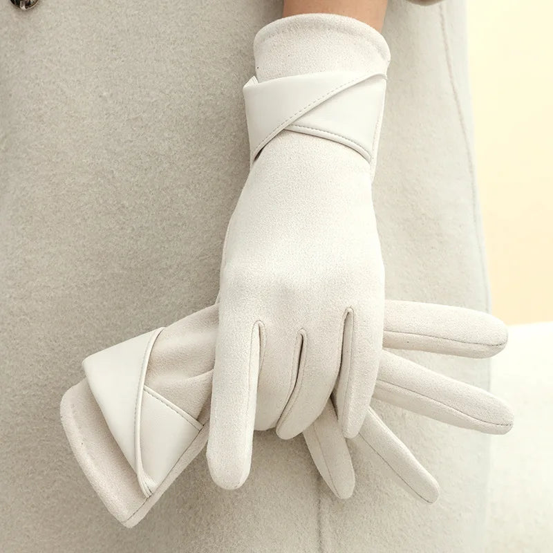 Women Winter Keep Warm Touch Screen Gloves Lady Fashion Elegant Retro Cycling Drive Protection From Cold Thicken