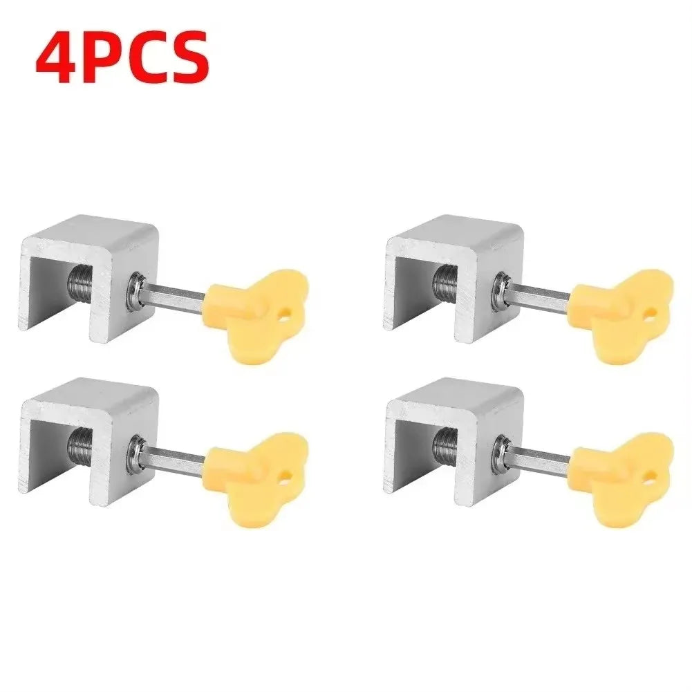 4 Pcs Window Safety Lock Aluminum Alloy Sliding Lock Sliding Door Anti-theft Lock Adjustable Buckle Window Stopper Lock for Home
