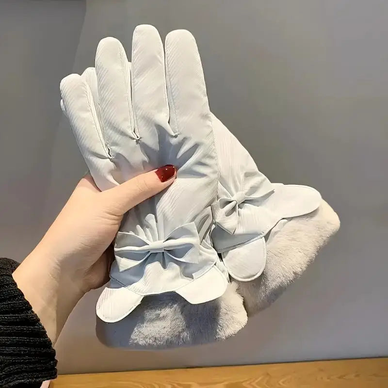1 Pair Women's Winter Warm Gloves,Thick Fleece Lined,Touchscreen,Non-Slip Windproof,Fashionable Outdoor Gloves for Autumn/Winter