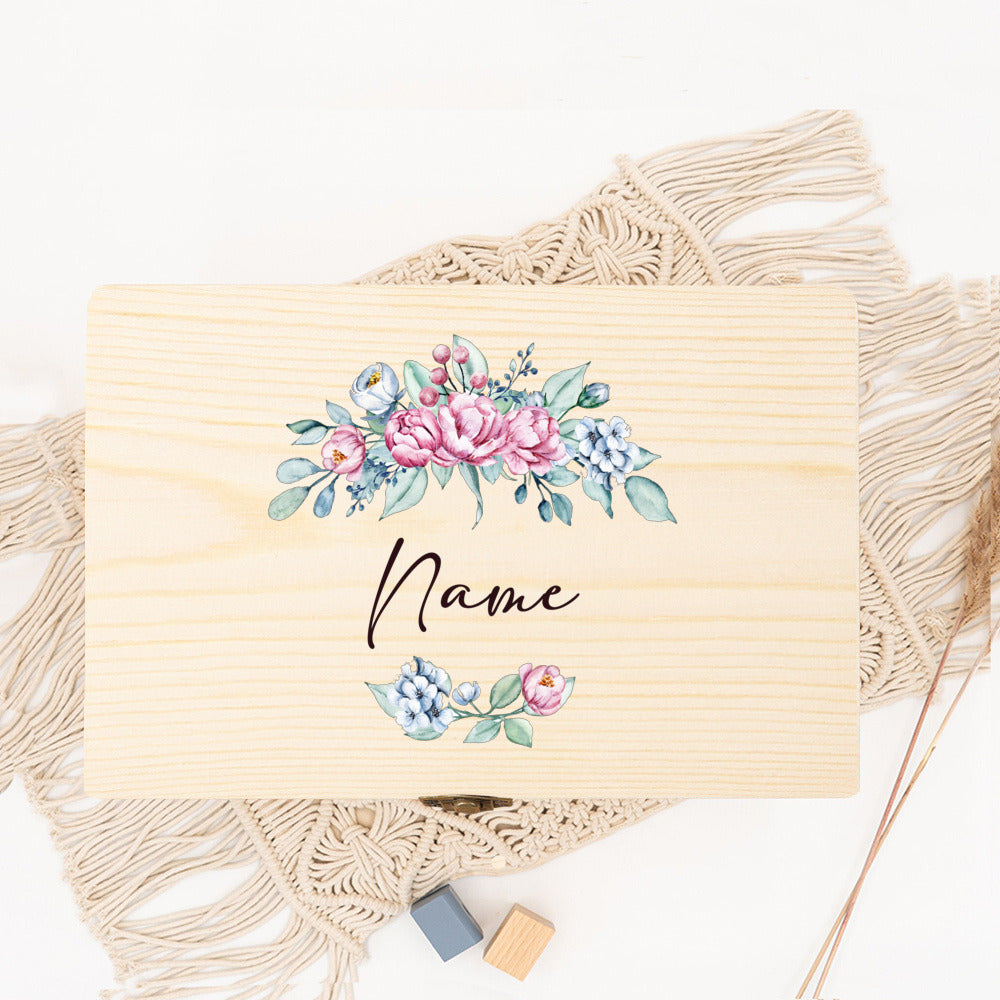 Personalized Memory Box Open Wreath Custom Name Date Wedding Party Bridesmaid Proposal Bridesmaid Proposal Wooden Jewelry