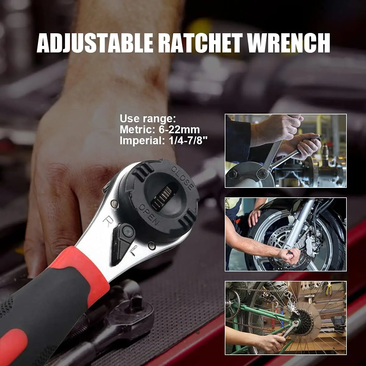 Multifunctional Ratchet Wrench Adjustable 6-22mm Screw Universal Adjustable Ratcheting Wrench Repair Hand Tools