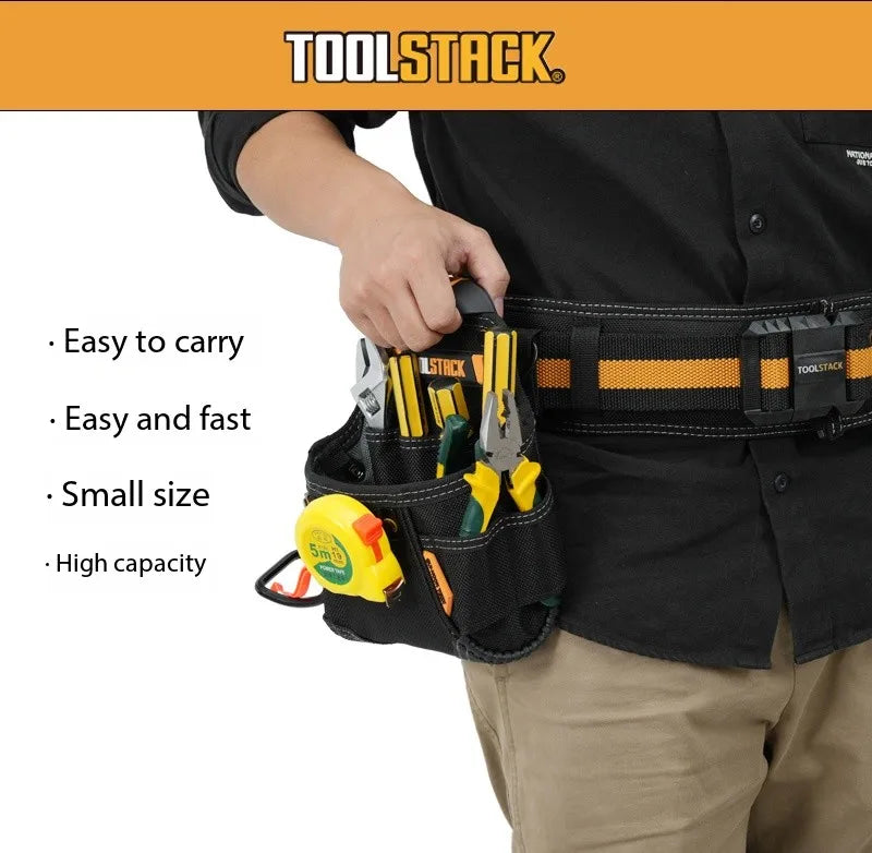 TOOLSTACK Mini Utility Toolkit Quality Hardwear Carpenter Work Tools Bag Quick-Hook Service Kit Hammer & Screwdriver Waist Pouch