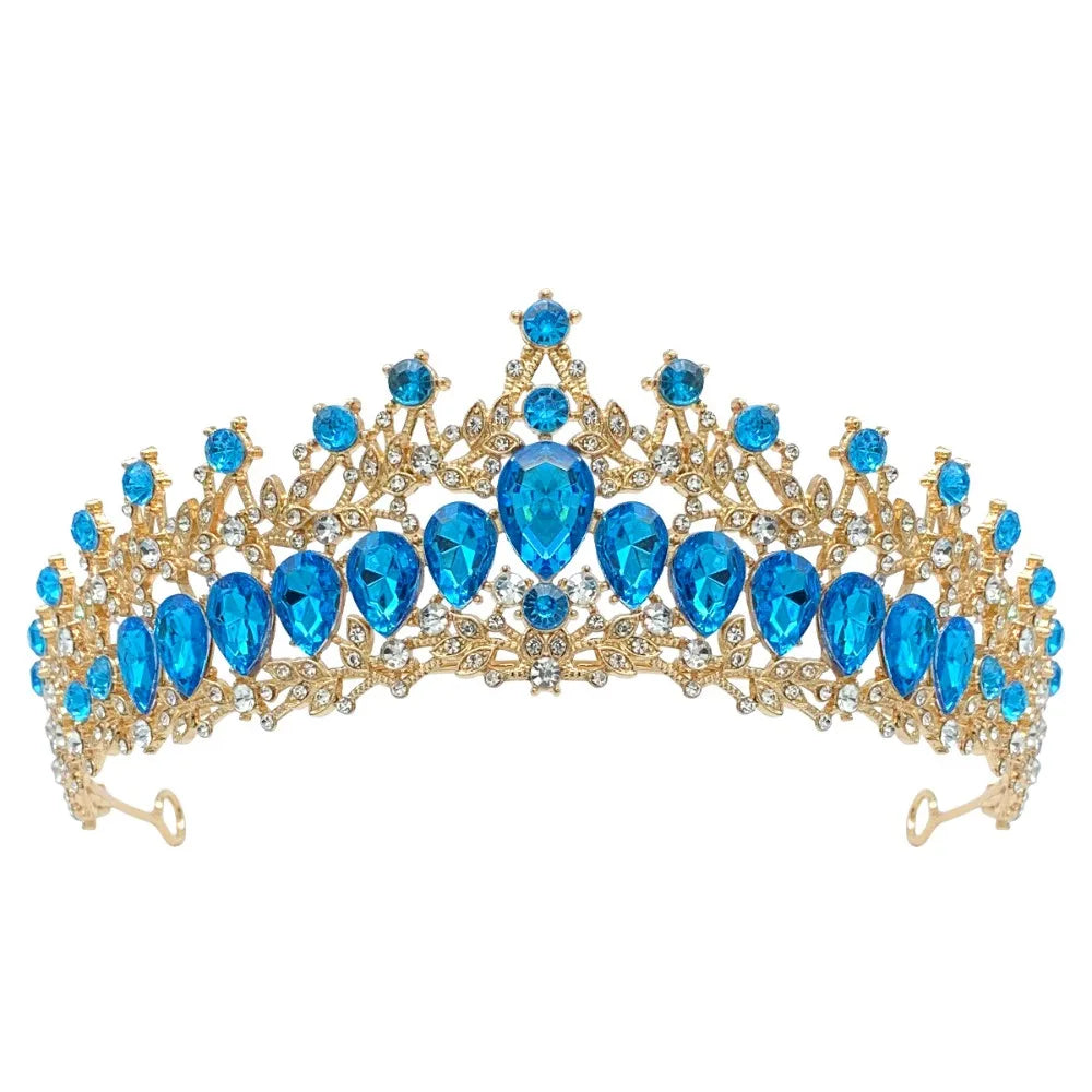 Trendy Shiny Baroque Queen Tiaras Elegant Luxury Alloy Princess Crown Dazzling Adjustable Bridal Headwear Photography Props