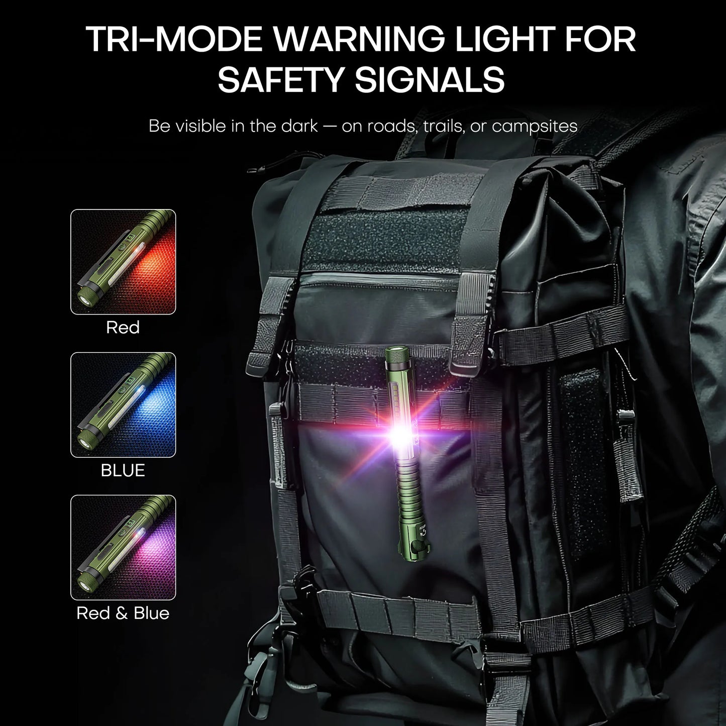 Magnetic LED Flashlight, 800 Lumen Rechargeable Flashlight, Laser Pointer, Hands-Free, USB Charging Cable, for Work and Outdoor