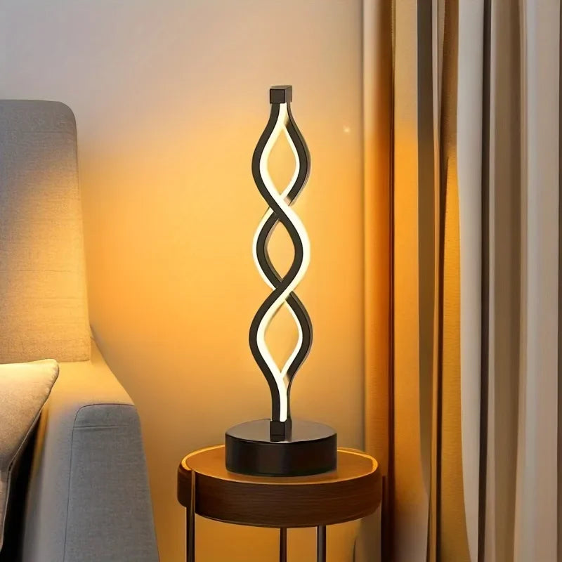 Modern LED Table Lamp Creative Spiral Table Light Soft Light Protection for Eyes 3 Color Dimming for Home Office Night Light