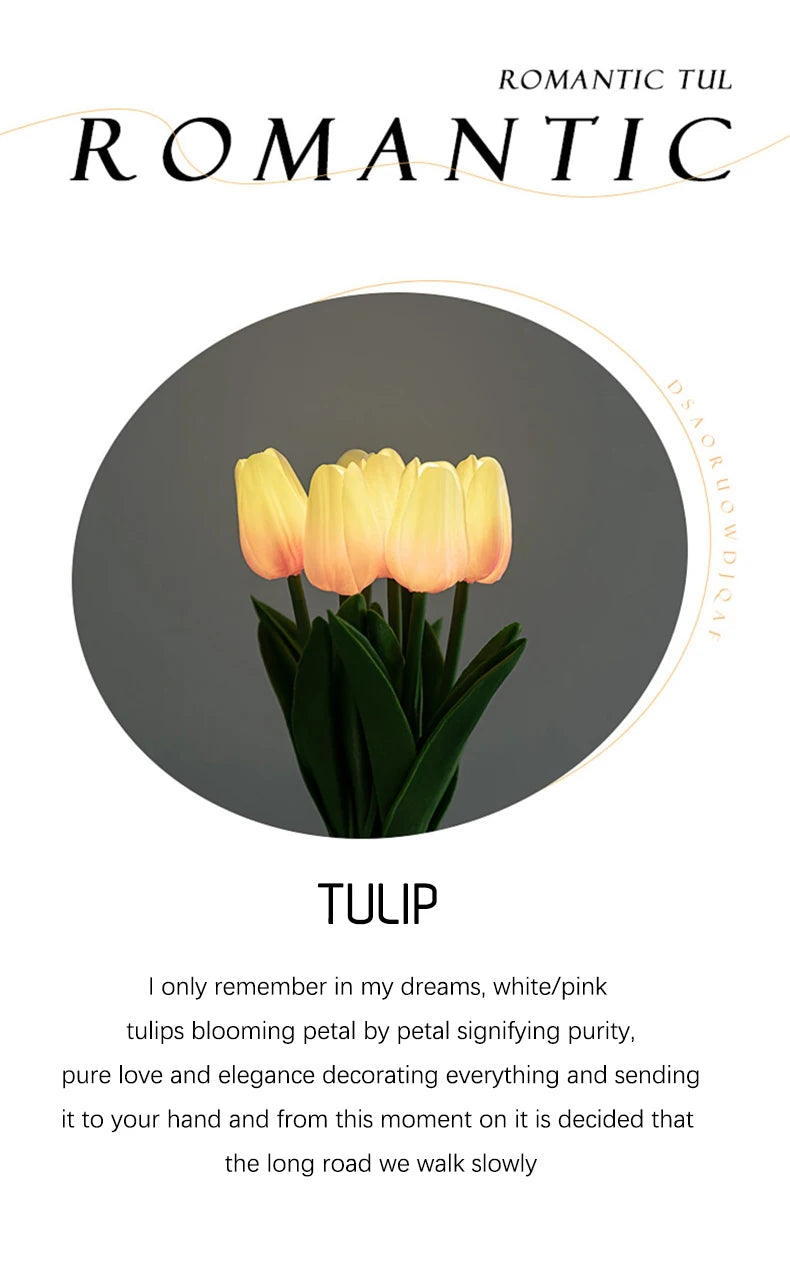 Tulip Table Lamp LED Bedside Lamp Simulation Flower Bouquet Bedroom Bedside Romantic Atmosphere Birthday Gift Home Decoration