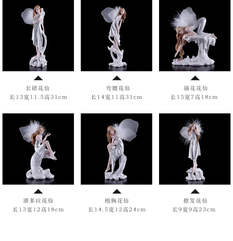 Fairy Beauty Angel Ornaments Resin Doll Cute Girl Wedding Gift Decorative Home Accessories Things For Room Decoration