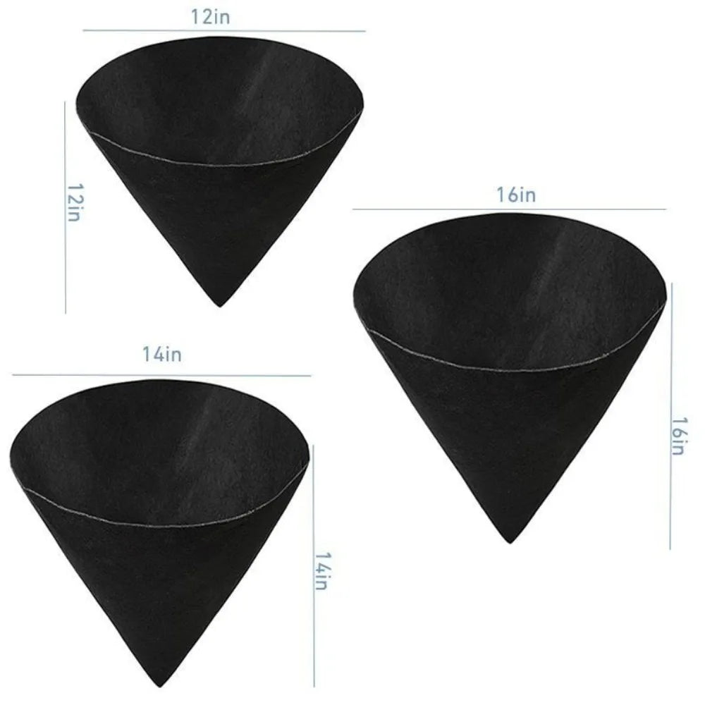3pcs Durable Breathable Cone Shaped Liners Black Reusable Planter Basket Liners Eco-Friendly Felt Gardening Mats Enhanced Growth