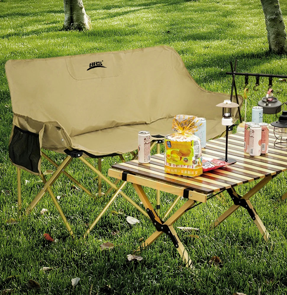 WESTTUNE Double Camping Chair Outdoor Fishing Backrest Chair Portable Folding Lawn Chair Beach Tourist Double Seat Leisure Chair