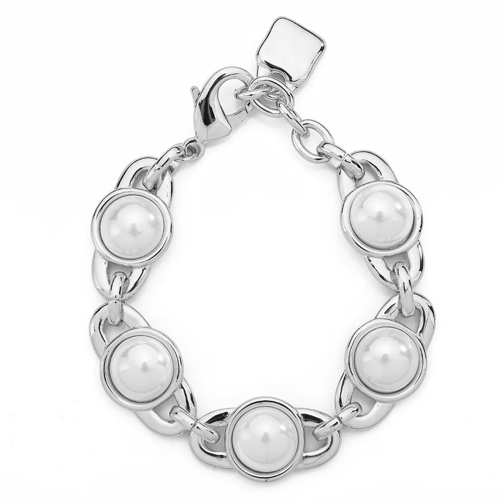 Trendy Pearl Golden Bracelet Heavy Retro Bangle Luxury Jewelry Elegant Accessories Party Gift