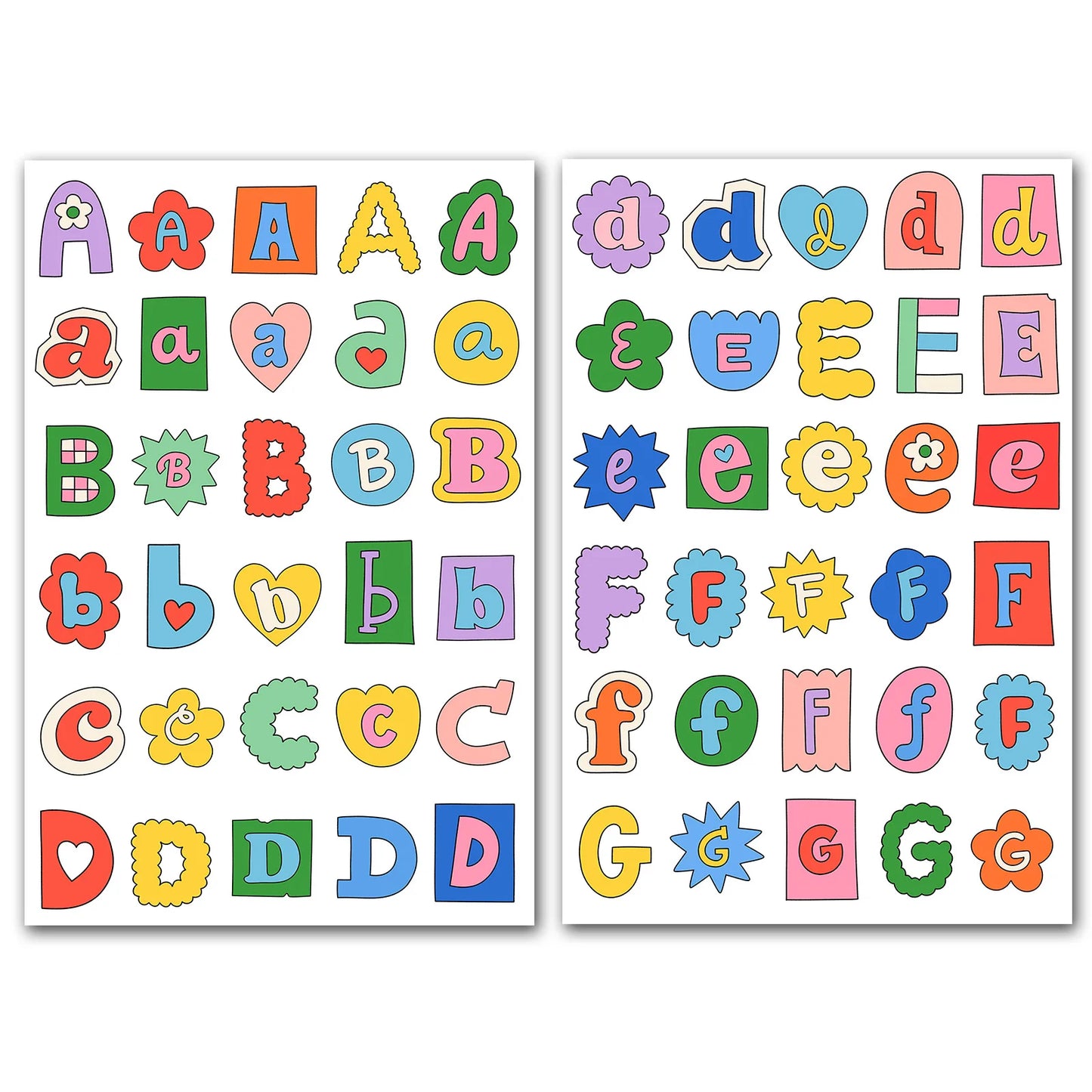 8 Sheets Alphabet Symbols Label Sticker,Color Letter Diary Collage Material Stickers Decorative Sticker