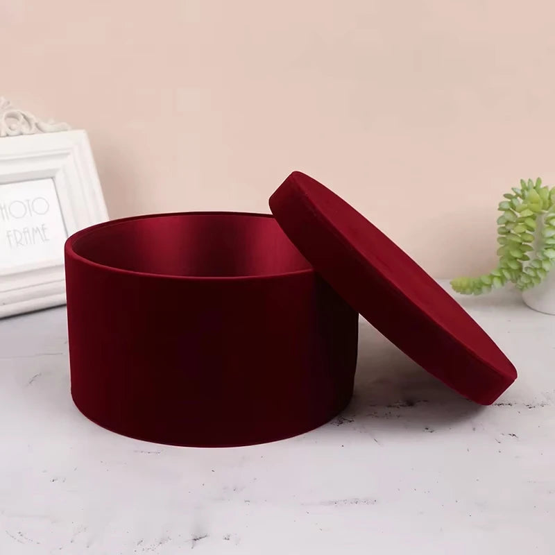 Gift Box Velvet Round Flowers Box Flower and Gift Arrangements for  for Valentines Day Birthdays Weddings Decor Florist Supplies