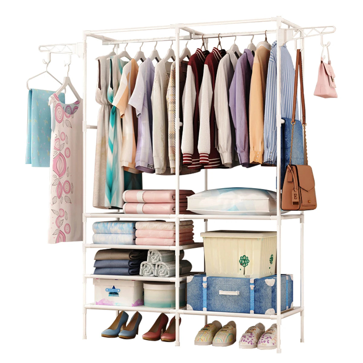 Wardrobe Portable Arara Multifunctional Dismontavel Color: White