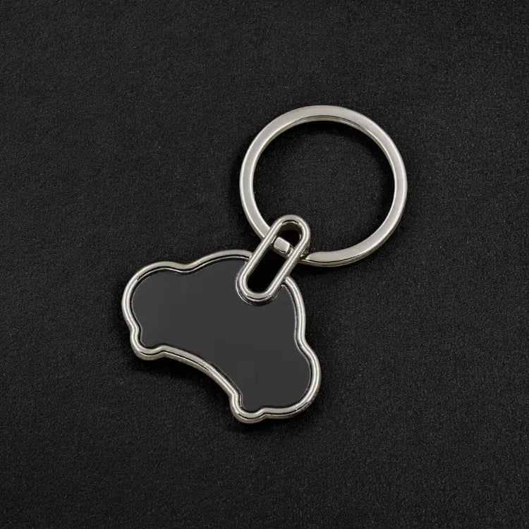 Custom Engraving Logo Name Metal Keychain Personalized Keyring Key Ring Chain Plate Laser Marking Black Mirror Promotional Gift