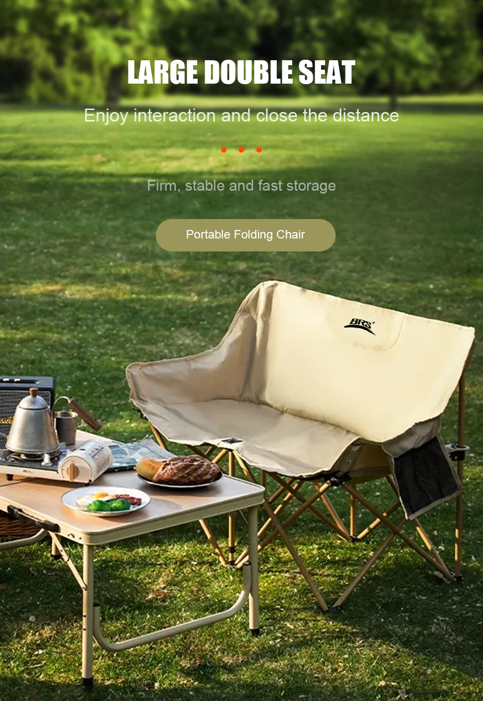 WESTTUNE Double Camping Chair Outdoor Fishing Backrest Chair Portable Folding Lawn Chair Beach Tourist Double Seat Leisure Chair