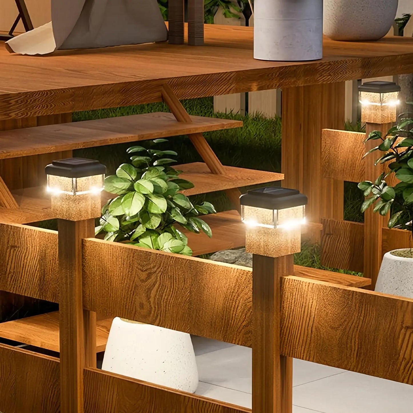 Fence Post Solar Lights Waterproof Modern Lamp Decoration Fence Deck Lights For Outdoor Garden Patio Porch Yard Driveway Walkway