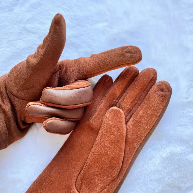 2025 New Gloves for Women in Winter Warm and Plush Thickened Cold Proof Driving Touch Screen Gloves for Outdoor Cycling