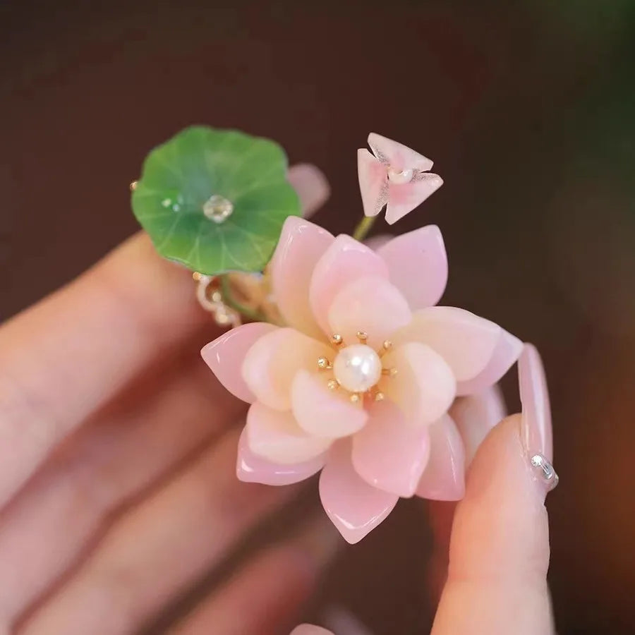 Fairy Flower Hair Clips Chinese Style Hanfu Hair Accessories For Girls Headwear Barrettes Vintage Wedding Headpiece Hair Jewelry
