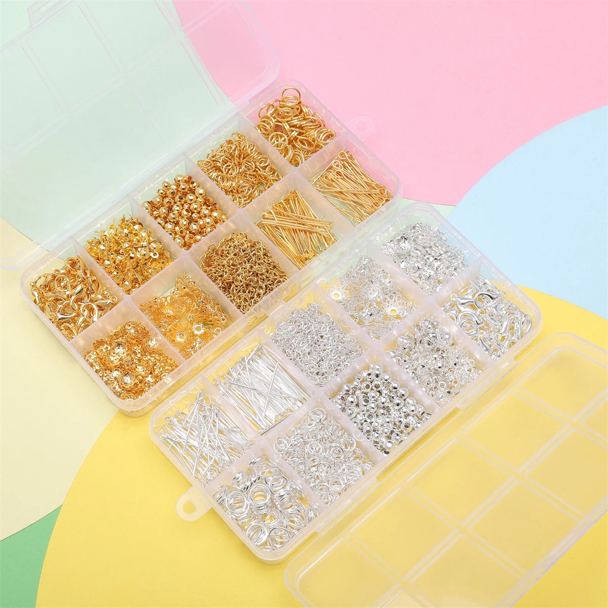 10 Grids 820pcs DIY Jewelry Making Kit Alloy Chain with Multi-Connector Clasp Types Professional for Bracelet Earrings Craft