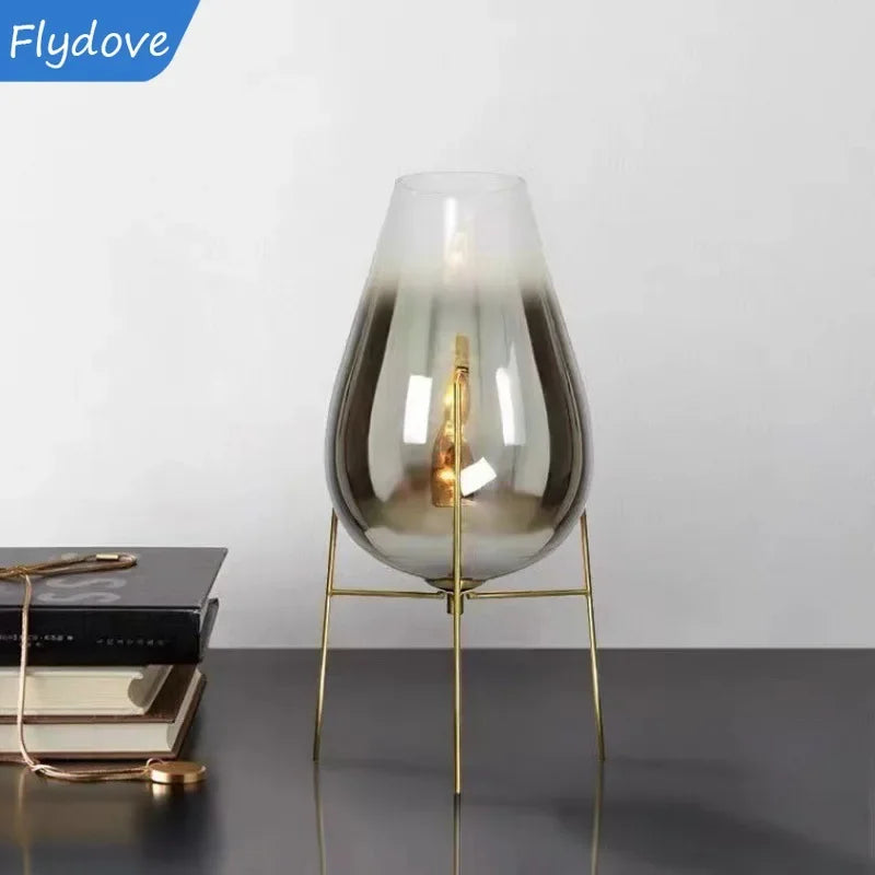 Postmodern Creative Light Luxury Simple Living Room Bedroom Hotel Art Vase Glass Desk Lamp Floor Lamp Home Lighting Decoration