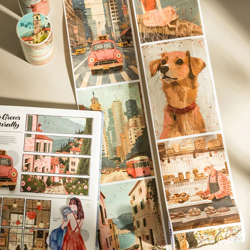 Washi Tape 80mm*2m Daily Life Warm Colour Large Size Landscape Tape Handbook DIY & Scrapbooking For Phone Case Diary Decoration
