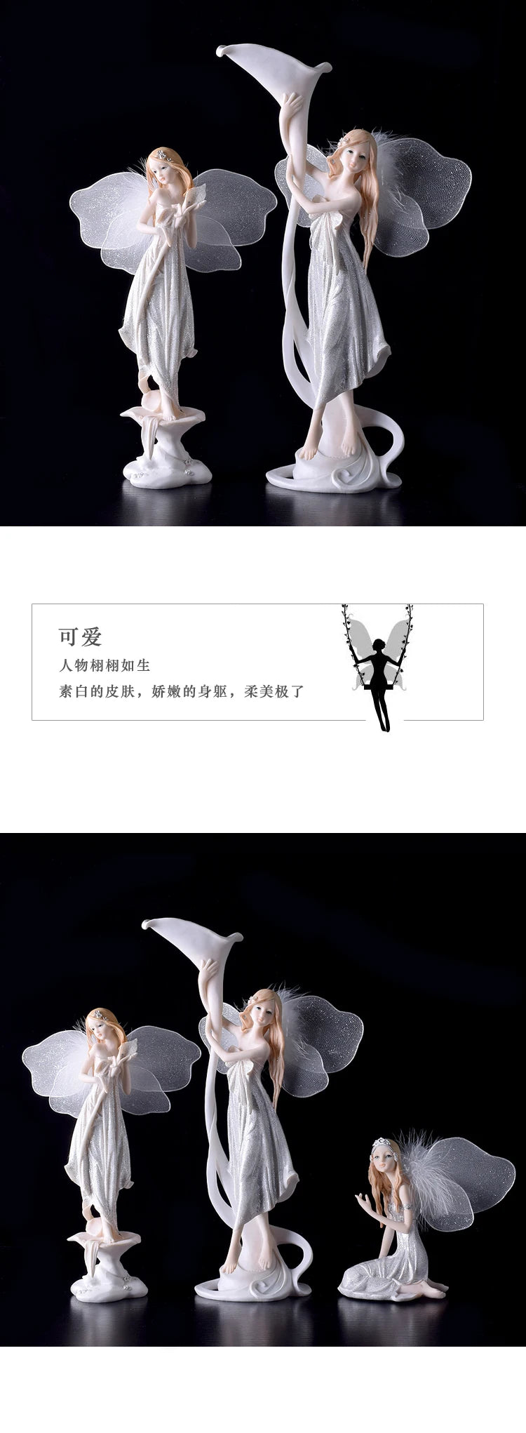 Fairy Beauty Angel Ornaments Resin Doll Cute Girl Wedding Gift Decorative Home Accessories Things For Room Decoration